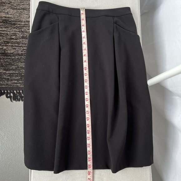 Pink Tartan (8) black gabardine midi skirt with pockets and soft front pleats. - Picture 7 of 14
